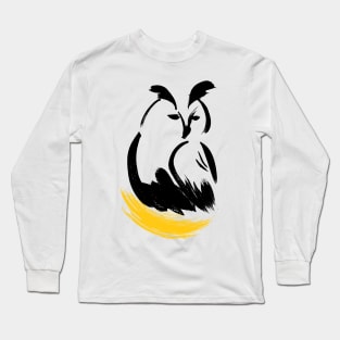 Brush Painted Owl #2 Long Sleeve T-Shirt